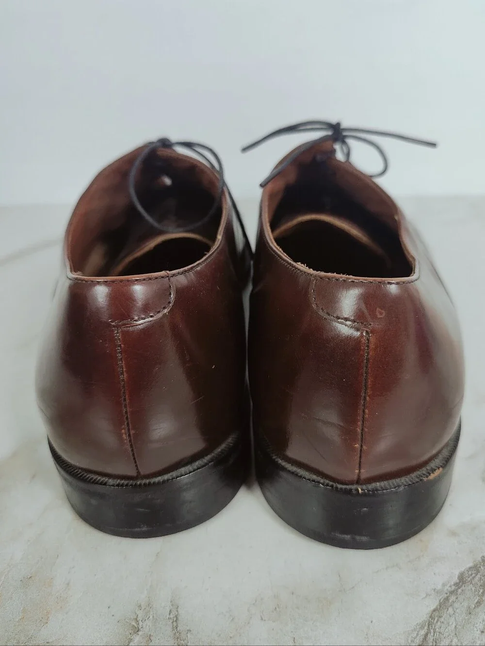 Bostonian Chestnut Leather Cap-Toe Oxford Dress Shoes, Sz 14